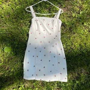 White summer cherry dress